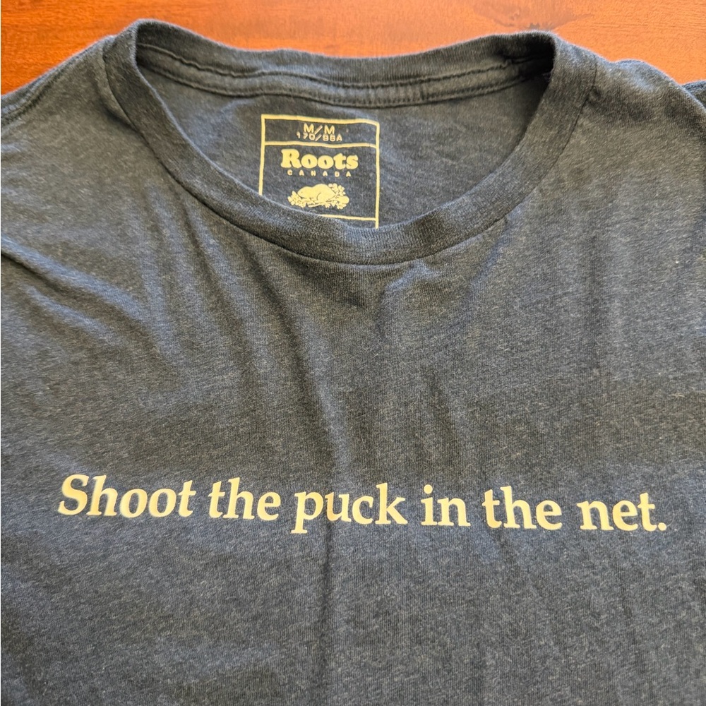 Roots Navy Blue T-Shirt - Hockey Theme  Size M